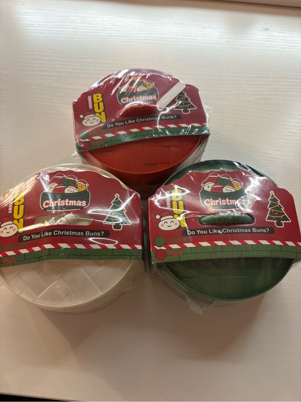 Christmas Buns surprise dumplings 3pk - Red, Green, White